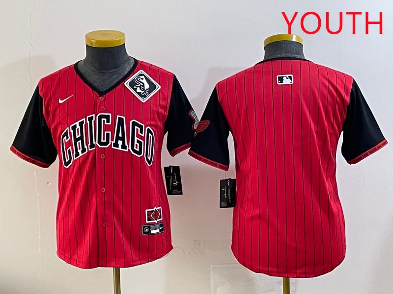 Youth Chicago White Sox Blank Red Stripe Joint Name Nike 2025 MLB Jersey style 6->youth mlb jersey->Youth Jersey